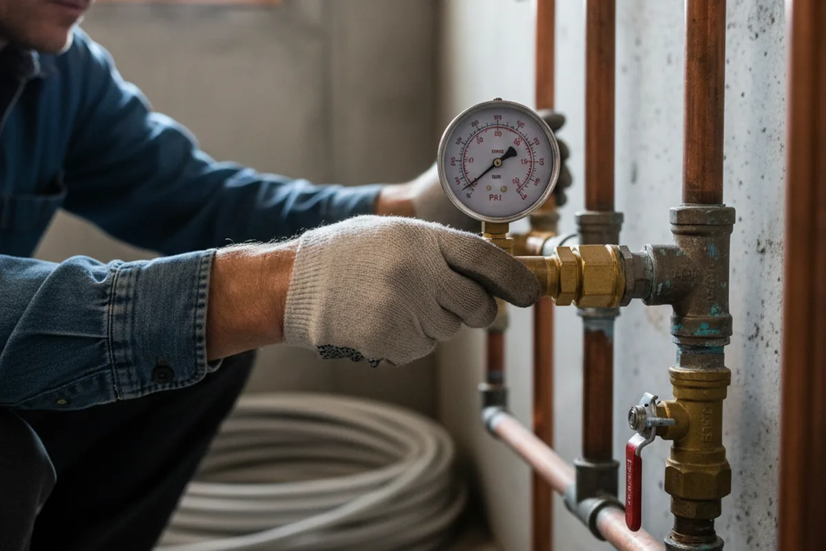 Pressure testing a repaired line during Water Line Repair in Willamina
